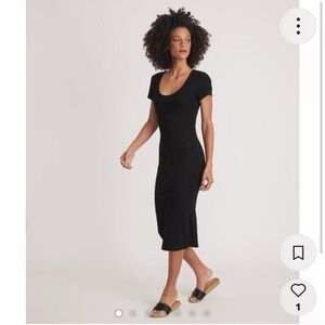 Marine Layer Black Ribbed Jersey Dress Medium Black